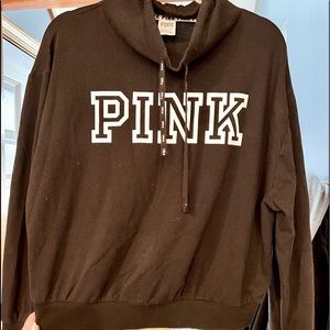 VS PINK Black Cowl Neck sweatshirt with drawstring in size small